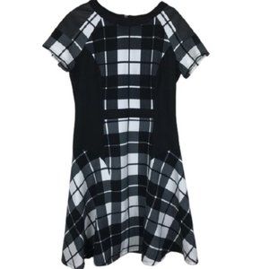 Leslie Fay Black/White Window Pane Dress Size 6